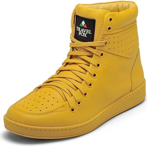 TRAVEL FOX Unisex Nappa Leather Round Toe Lace-Up High-Tops - Picture 1 of 7